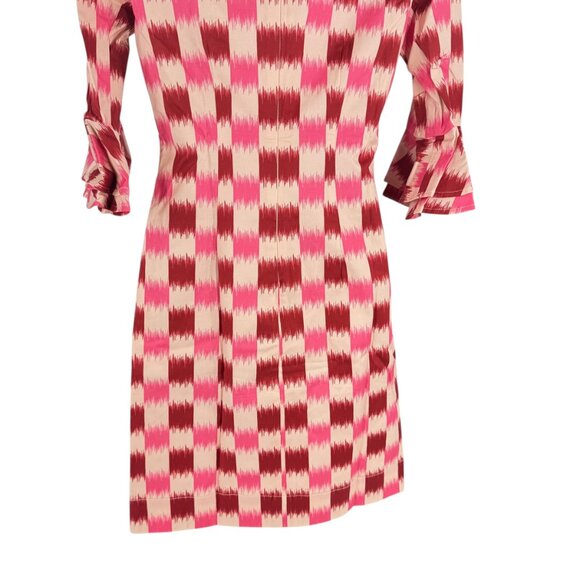 Autumn Adeigbo NEW Rose Lenore Pink Check Half Sleeve Cocktail Mini Dress Size 0 - Picture 9 of 11